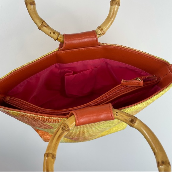 Vintage Sunny Hawaii Floral Bamboo Handbag - Picture 7 of 12